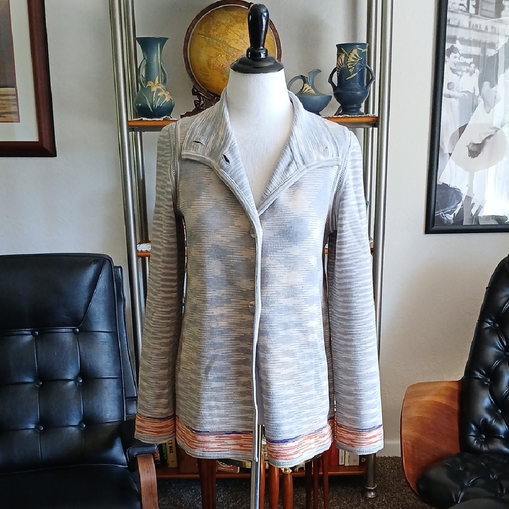 Missoni wool Button down sweater in gray orange and purple Size M